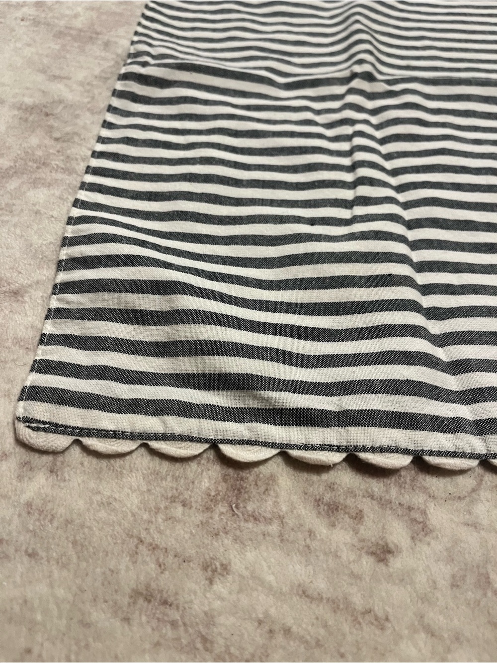 Striped Black & White Scallop table runner